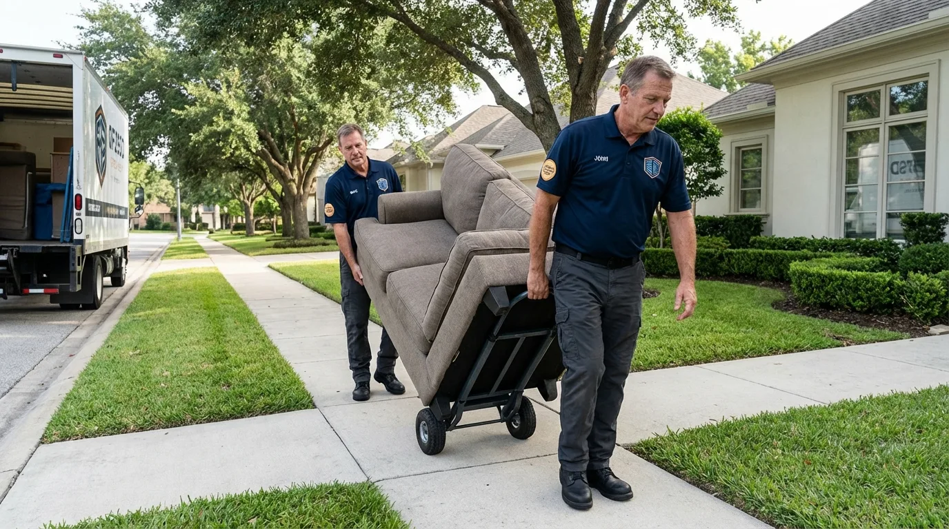 Local residential moving crew loading furniture in Manhasset, NY